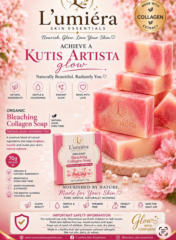 ORGANIC BLEACHING COLLAGEN SOAP WITH OUR MODEL