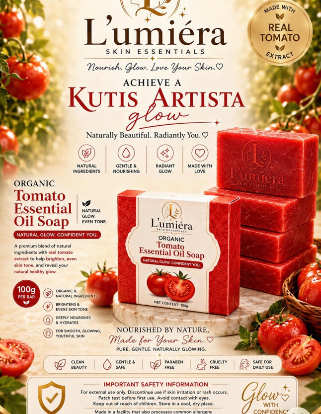 HANDMADE NATURAL ORGANIC TOMATO ESSENTIAL OIL SOAP 100g